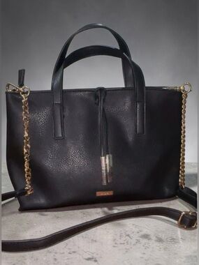 Aldo Black Satchel with Gold Chain Strap